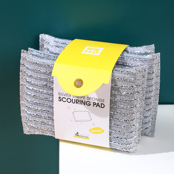 Silver Strip Sponge Scrubbing Pad - 4 PCS