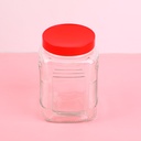 Four-cornered glass tea jar