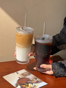 Vertical striped bamboo pattern glass cup (with color box)