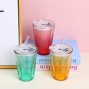 Colorful suction pipe glass cup 480ml