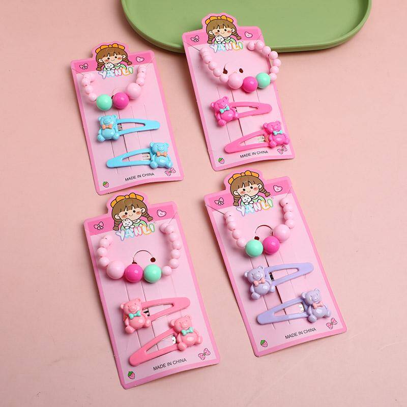 Children's Bear Handchain and Hairpin Set