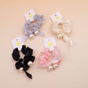 One pair of large pearl butterfly knot hair ties