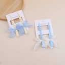 2 pcs of thin silk blue and white bow hair clips