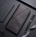 Men's Solid Color Pu Leather Folding Long Wallets