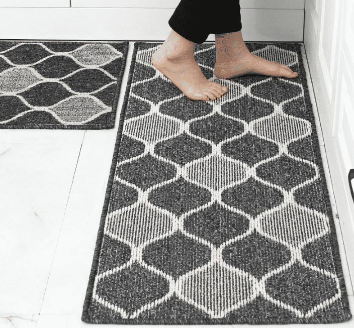 Wavy Kitchen Black Carpet-Black