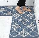 Wavy Kitchen Black Carpet-Blue