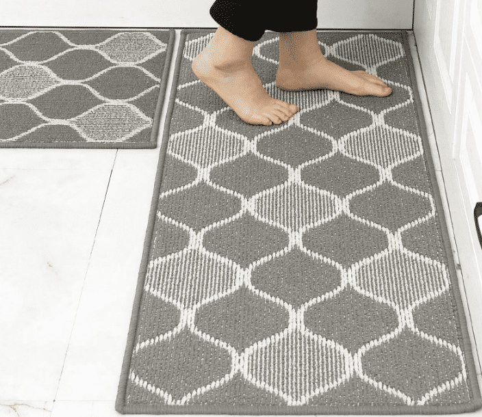 Wavy Kitchen Black Carpet-Grey