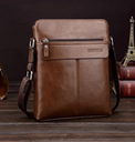 Men's Solid Color Pu Leather Zipper Shoulder Bag