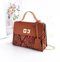 Women's Medium Pu Leather Snakeskin Fashion Square Lock Clasp Crossbody Bag