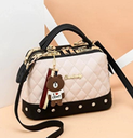 Women's Medium Pu Leather Solid Color Cute Ornament Square Zipper Crossbody Bag