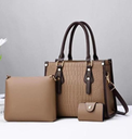 Women's Large Pu Leather Solid Color Crocodile Vintage Style Zipper Bag Sets Handbag