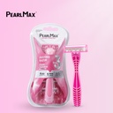 PearlMax Triple Blade Razor (Pink) | Disposable Razor for Women | Super Stainless | 4 Catridges