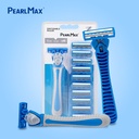 PearlMax Triple Blade Razor (Blue) | Disposable Razor | Super Stainless | 11 Catridges