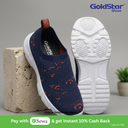 Goldstar G10-P413 Kids Slip-On Running Shoes – Breathable Mesh Lightweight Sports Sneakers for Boys & Girls (Navy/Orange)