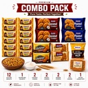 Khajurico Mega Snack Combo Pack | 10x Glucose Biscuits, 2x Atta, 2x Butter, 2x Peanut, 2x Quminie Cookies + Golden Mix + Ajwain Puff