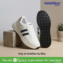 GoldStar ARC 113CV White/Navy Men's Sneakers – Casual Lace-Up Shoes with Rose Gold Heel Accent & High-Traction Waffle Sole