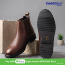VE-2002 Men’s Brown Textured Leather Chelsea Boots – Slip-On Ankle Boots with Lug Rubber Sole [VE-2002-TAN-9]