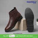 VE-2004 Men's Genuine Brown Leather Chelsea Boots with Side Zipper | Formal & Casual Ankle Boots [VE-2004-TAN-7]