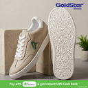 Goldstar AX-112GV Beige Shoes for Men – Retro Court Low-Top Sneakers with Durable Textured Sole