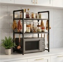 Multi-Purpose 2-Tier Microwave Storage Rack – Heavy-Duty Kitchen Counter Organizer with Utensil Hooks