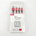 CC 3 in 1 USB Charging Cable 2.4A 