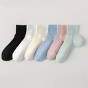 Women's Solid Color Mid-length Socks-24SY-2305